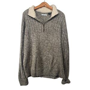 Vtg Crossings Mens Sweater XL Tall Brown Quarter-Zip Academia Preppy *Tiny Flaw